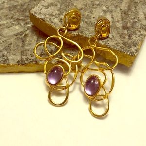 80’s earrings gold and purple